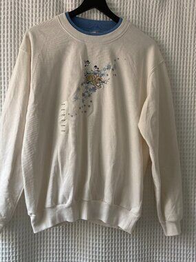 Morning Sun birds bunny rabbit soft crewneck cotton blend sweatshirt women's L